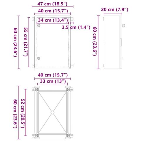 Armadietto di Controllo Grigio 40 x 20 x 60 cm Plastica ABS - Foto 9