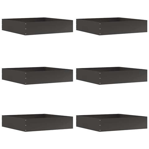 Bordura per Prato 6 pcs Nero 60 x 60 x 13 cm Acciaio - Foto 1