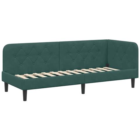 Cornice del letto ad angolo Verde Scuro 80 x 200 cm Velluto - Foto 1