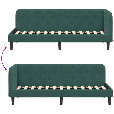 Cornice del letto ad angolo Verde Scuro 80 x 200 cm Velluto - Foto 9