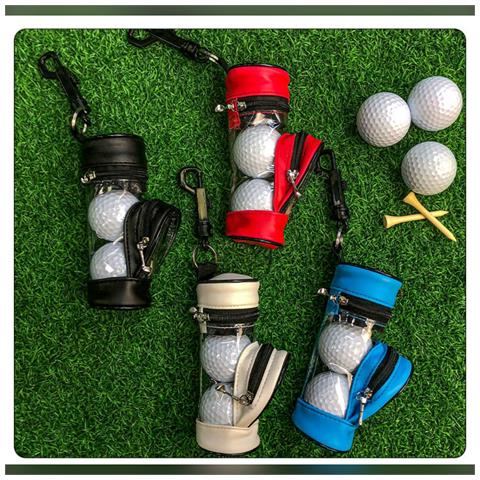 Custodia Portatile In Pelle Pu Per Palline Da Golf Con Porta Tee - Contiene 3 Palline Black - Foto 2