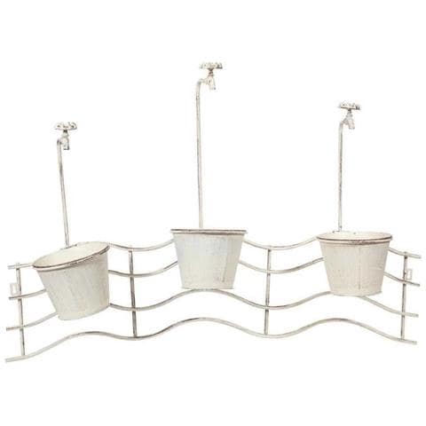 Fioriera In Metallo Bianco 95x23x69h - Foto 1
