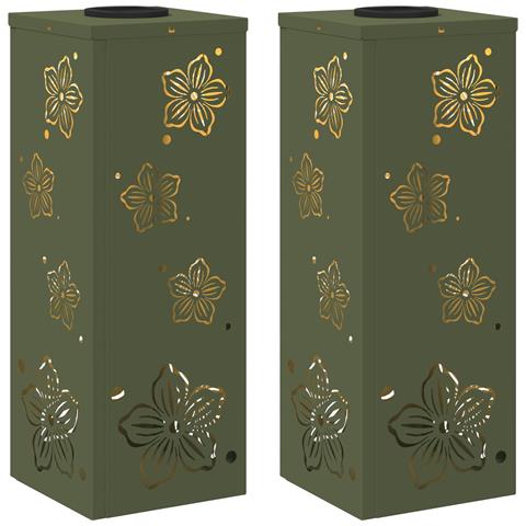 Faro LED solare per sentieri 2 pcs Verde oliva - Foto 1