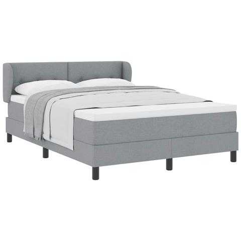 Letto a molle con materasso Grigio chiaro 140 x 200 cm Tessuto - Foto 1