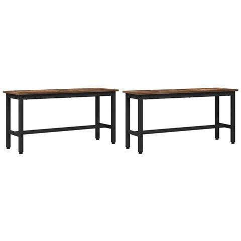 Panchina da pranzo 2 pcs Rovere fumé 100 x 32,5 x 48,5 cm - Foto 1