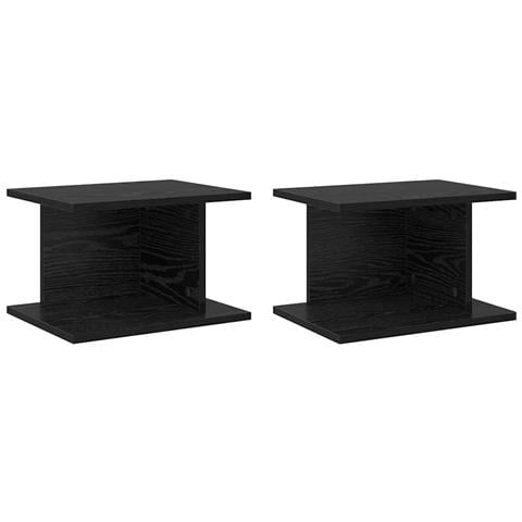 Comodino 2 pcs Rovere Nero 40 x 30 x 25 cm Legno multistrato - Foto 1