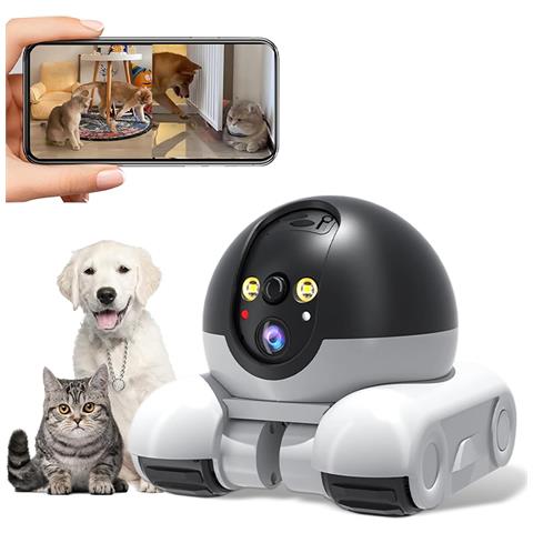 Telecamera Robot Intelligente Per Gatti E Cani Con Laser Game Doppia Camera 4k - Controllo Da App, Visione Notturna, Interfono - Foto 2