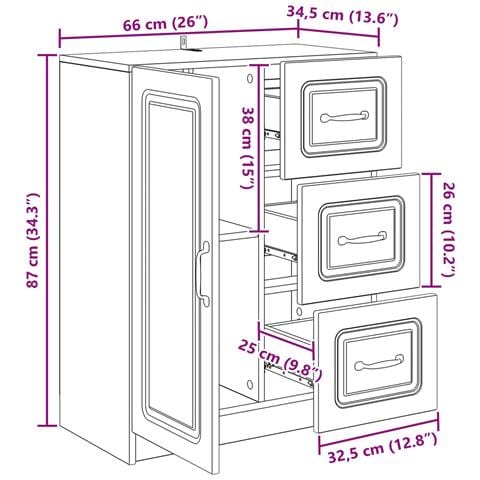 Credenza Bianco Lucido 66 x 34,5 x 87 cm Legno ingegnerizzato - Foto 9