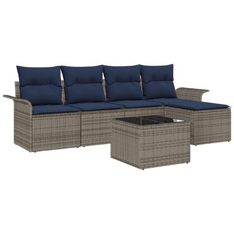 Set Divano da Giardino 6 pcs Grigio polyrattan - Foto 1