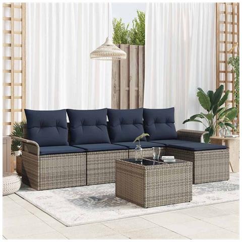 Set Divano da Giardino 6 pcs Grigio polyrattan - Foto 2