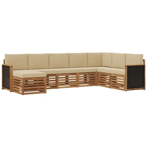 Set di divani da esterno con cuscino 6 pcs Naturale - Foto 1