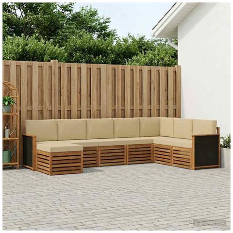 Set di divani da esterno con cuscino 6 pcs Naturale - Foto 2