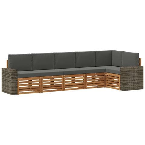 Set divano sezionale con cuscino 6 pcs Naturale e Antracite - Foto 1