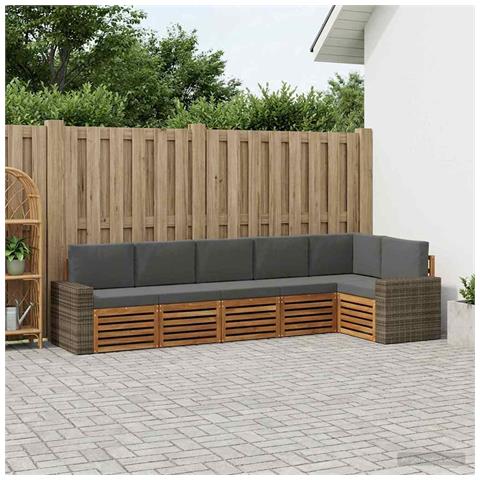 Set divano sezionale con cuscino 6 pcs Naturale e Antracite - Foto 2