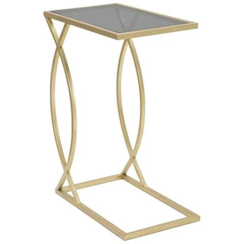 Tavolino Da Divano Glam In Ferro Oro E Vetro Nero 45,5x25,5x60 Cm - Foto 1