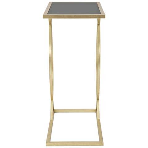 Tavolino Da Divano Glam In Ferro Oro E Vetro Nero 45,5x25,5x60 Cm - Foto 2