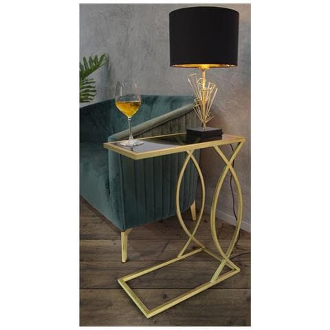 Tavolino Da Divano Glam In Ferro Oro E Vetro Nero 45,5x25,5x60 Cm - Foto 8