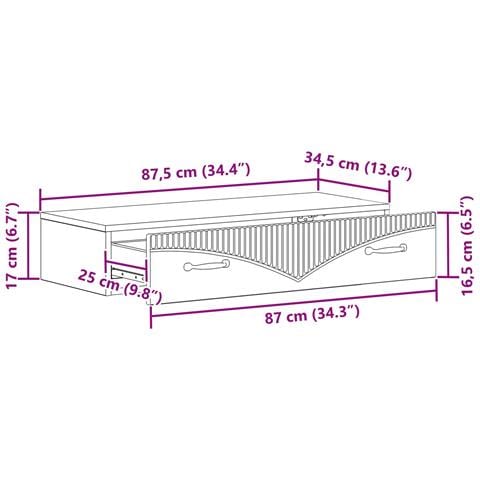 Tavolino da Parete Laterale Bianco 87,5 x 34,5 x 17 cm - Foto 9