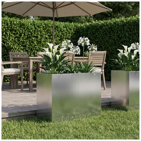 Vaso da giardino Argento 80 x 40 x 60 cm Acciaio zincato - Foto 2