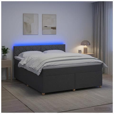 Letto box spring con materasso Grigio Scuro 140 x 190 cm - Foto 2
