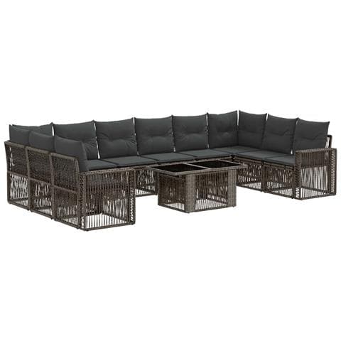Set Divano da Giardino 11 pz Grigio e Grigio Scuro polyrattan - Foto 1