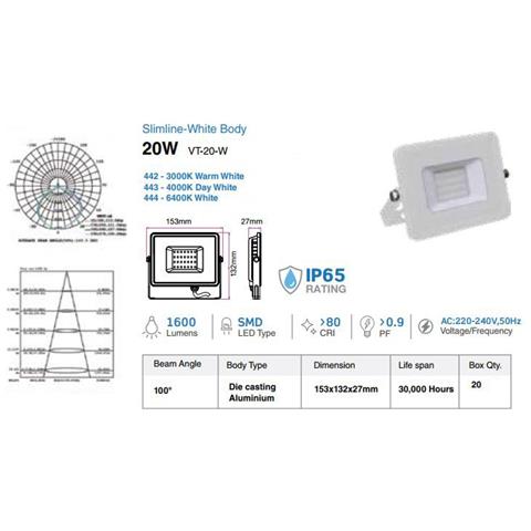 Faretti Led 30w Ip65 Samsung Slimline Bianco Luce Naturale 4000k V Tac Vt-30 404 - Foto 2