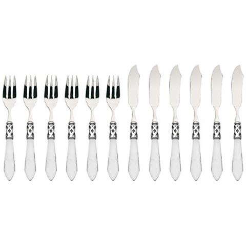 Posate Aladdin, Set 12pz. Pesce, Scatola Gallery - Trasparente Cromata - Foto 1