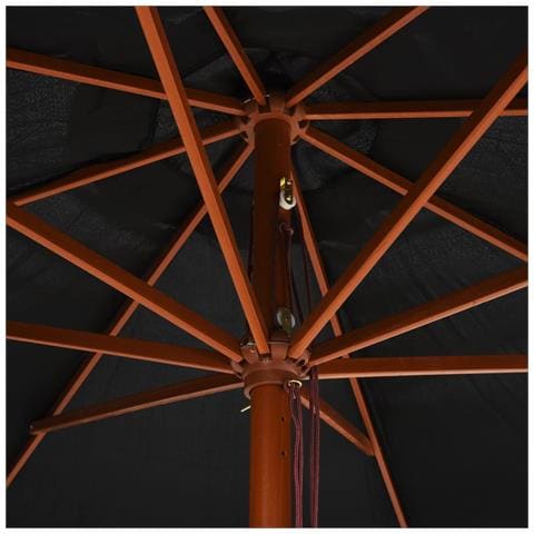 Ombrellone da Esterni con Palo in Legno 350 cm Nero - Foto 2