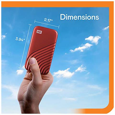 WD 500GB My Passport SSD portatile con tecnologia NVMe, USB-C, fino a 1.050 MB / s in lettura, fino a 1000MB / s in scrittura, Rosso - Foto 2
