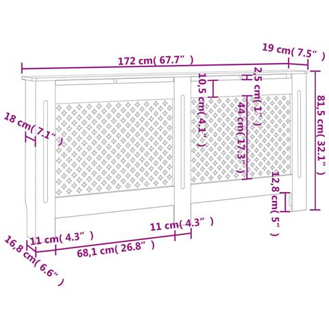 Copertura per Radiatore Nera 172x19x81 cm in MDF - Foto 7