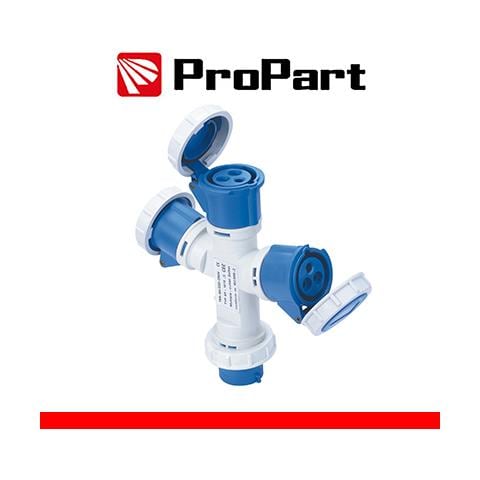 Adattatore Triplo Spina Ind.16a 2p+t 220-250v Cee Ip67 - Foto 1