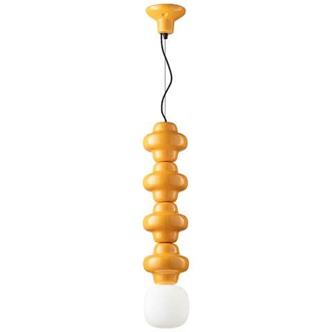 Sospensione Vintage Decò Copacabana 4 Moduli Ceramica Gialla 1 Luce E27 - Foto 6
