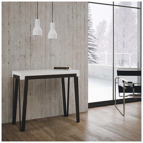 Consolle Allungabile 90x40/300 Cm Rio Telaio Ruggine - Bianco Frassino - Foto 2