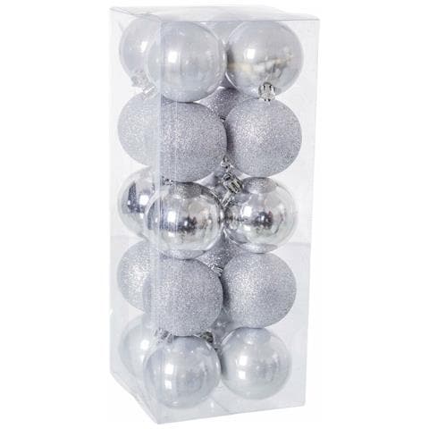 Palle Di Natale Argentato Plastica 6 X 6 X 6 Cm (20 Unità) - Foto 1