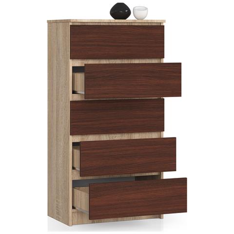 Cassettiera K60, 5 cassetti, 60x40x121 cm, Colore Sonoma Quercia e Weng? - Foto 2