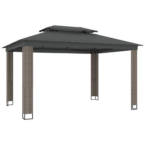 Gazebo Con Tetto Doppio Antracite 3,94x2,96 M In Acciaio - Foto 1