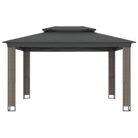 Gazebo Con Tetto Doppio Antracite 3,94x2,96 M In Acciaio - Foto 2