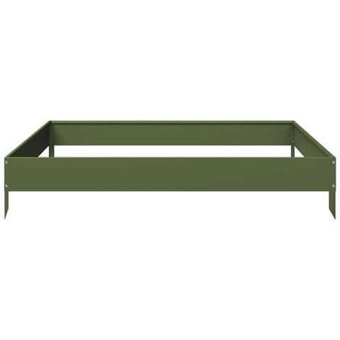 Fioriera Rialzata Giardino Verde Oliva 100x100x18,5 Cm Acciaio - Foto 2