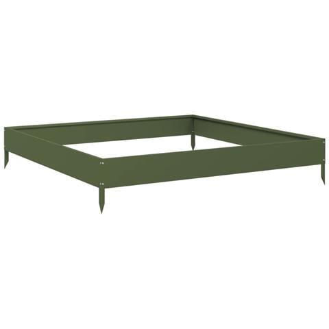 Fioriera Rialzata Giardino Verde Oliva 100x100x18,5 Cm Acciaio - Foto 1