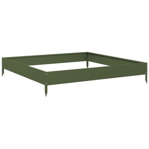 Fioriera Rialzata Giardino Verde Oliva 100x100x18,5 Cm Acciaio - Foto 9