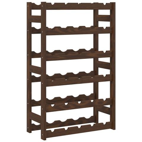 Portabottiglie Per 30 Bottiglie Marrone Legno Massello Di Pino - Foto 2