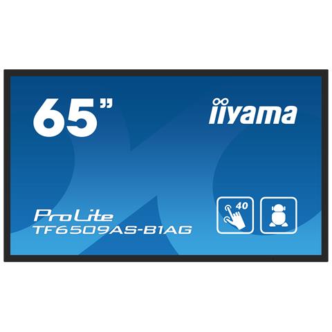 TF6539AS-B1AG visualizzatore di messaggi Pannello piatto per segnaletica digitale 163,8 cm (64.5") LED 500 cd /m² 4K Ultra HD Nero Touch screen Processore integrato Android 24/7 - Foto 1