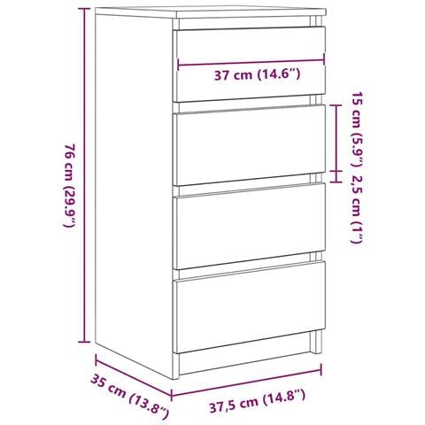 Credenza Bianca 37,5x35x76 cm in Legno Multistrato - Foto 9