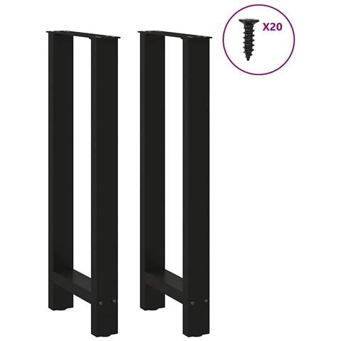 Gambe Per Tavolino Nero 2 Pz 40x(100-101) Cm Acciaio - Foto 3