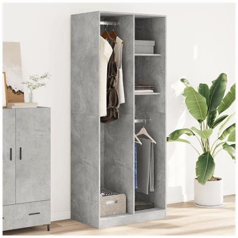 Armadio Grigio Cemento 80x50x200 Cm In Legno Multistrato - Foto 3