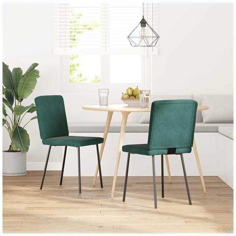 Sedie Da Pranzo 2 Pz Verde Scuro In Velluto - Foto 1