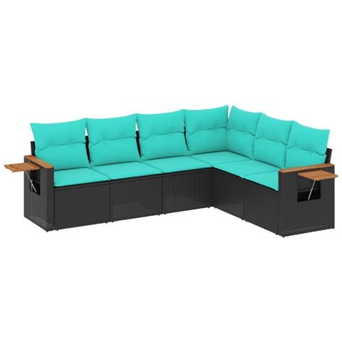 Set Divani Da Giardino 6 Pz Con Cuscini Nero In Polyrattan - Foto 2