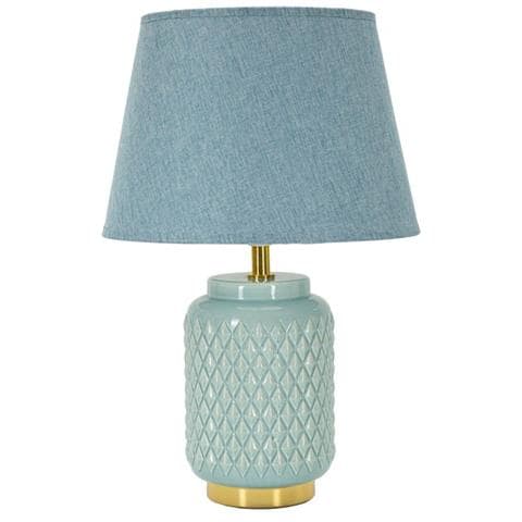 Lampada Da Tavolo Mf114 - Blu - Ceramica - 28x28x44 Cm - Foto 1