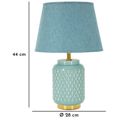 Lampada Da Tavolo Mf114 - Blu - Ceramica - 28x28x44 Cm - Foto 6