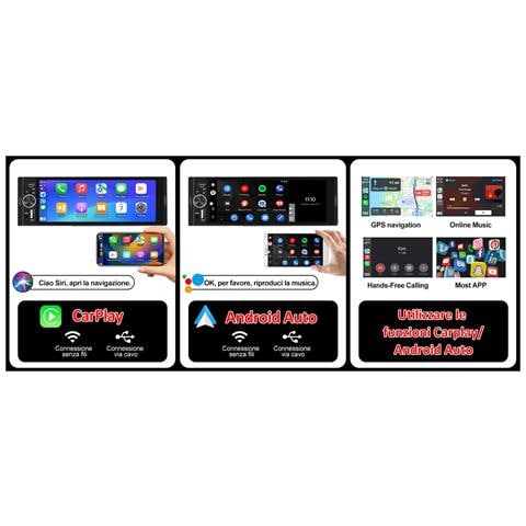 Autoradio 1 Din Con Carplay/android Auto Wireless, Schermo Touch 6,36"" Hd, Bluetooth 5.0, Radio Fm/am/rds, Usb-c E Telecamera Posteriore Inclusa - Foto 2